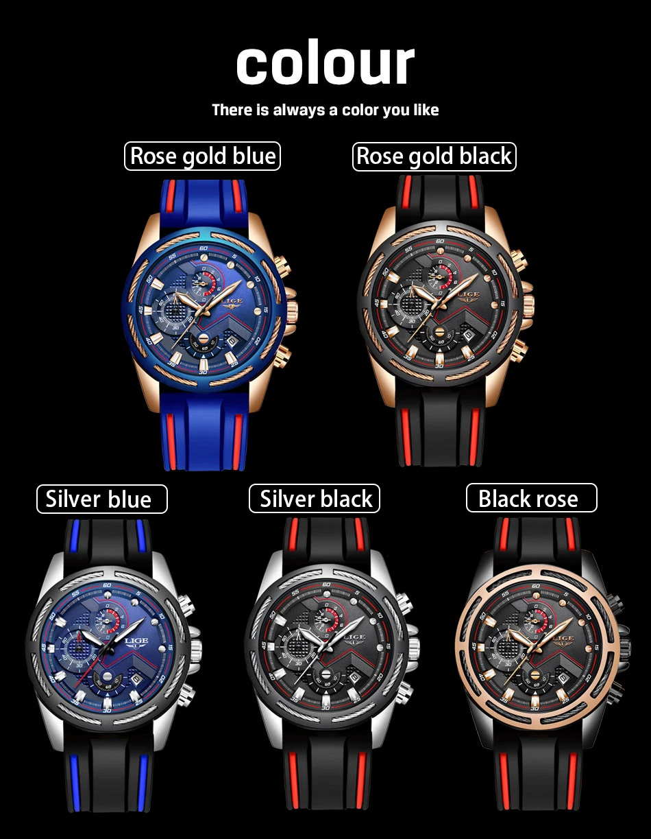 LIGE новые часы для мужчин модные спортивные кварцевые часы лучший бренд класса люкс силикагель мужские s часы водонепроницаемые часы Relogio Masculino