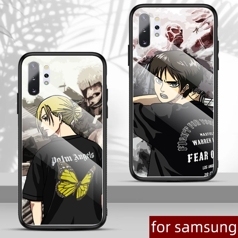Anime Japan Attack on Titan Glass Phone Case for Samsung A20 A30 A50 A70 S8 S9 S10 S20 Plus Note 8 9 10 Soft silicone Back Cover | Мобильные