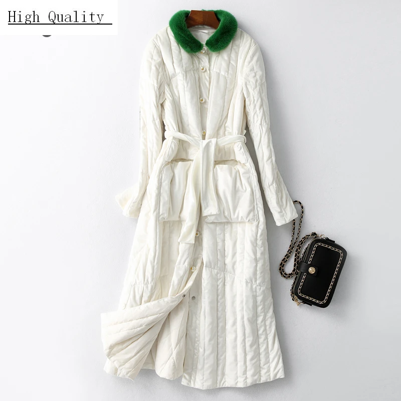 

Real Mink Fur Collar Duck Down Coat Female Winter Clothes 2020 Korean XLong Warm White Duck Down Jacket Parka Hiver 18072