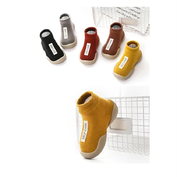 

2020 New Baby Shoes First Shoes Unisex Toddler First Walker Boys Girls Kids Rubber Soft Sole Floor Shoes Knit Booties Anti-slip