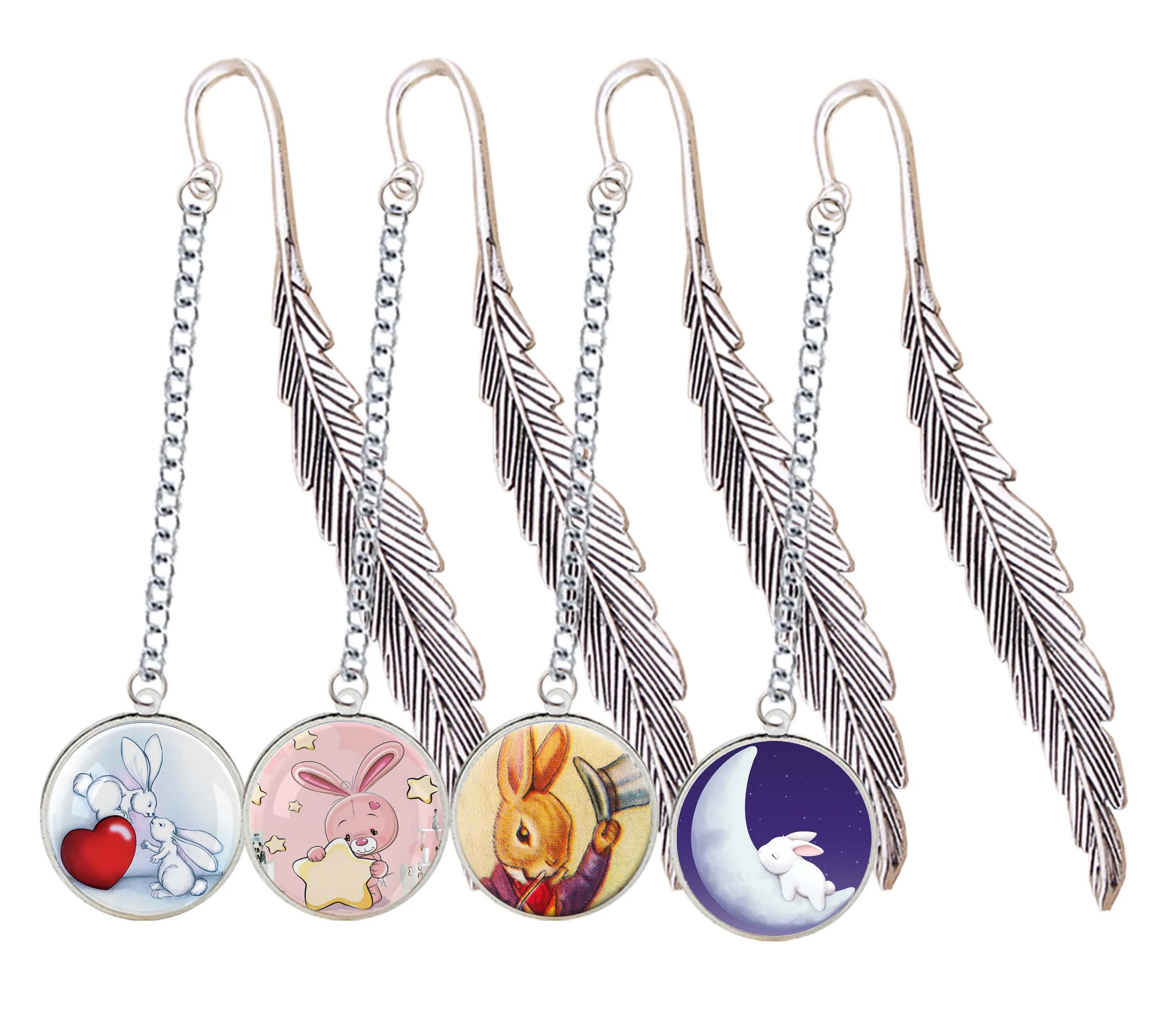 Закладка для книги с изображением кролика животное кулон милый каваи подарки металлический перо Форма Книга знак для чтения записная книжка Биндер индексный разделитель