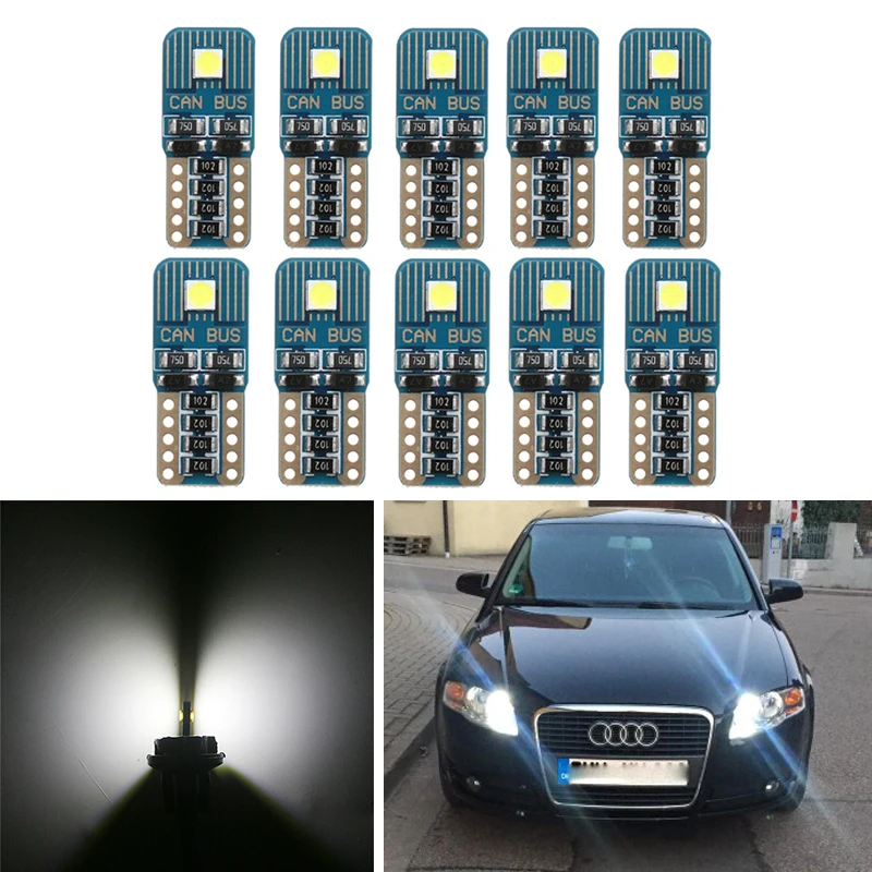 10x T10 Canbus W5W 194 168 светодиодный автомобильные лампы для Audi A3 8P 8L 8V A4 B6 B8 B7 B5 A6 C5 C6 A5 Q5 Q7 Q3