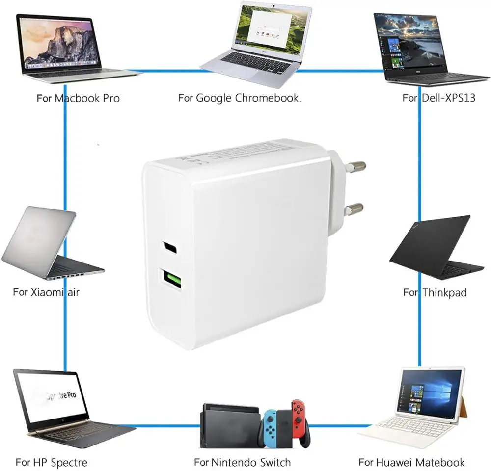 Adaptador de Carregador para Macbook Carregador de Telefone c pd Pro ar hp Asus Samsung Lenovo Portátil Tablet 65w 87 20v 4.25a Usb - Imagem 4