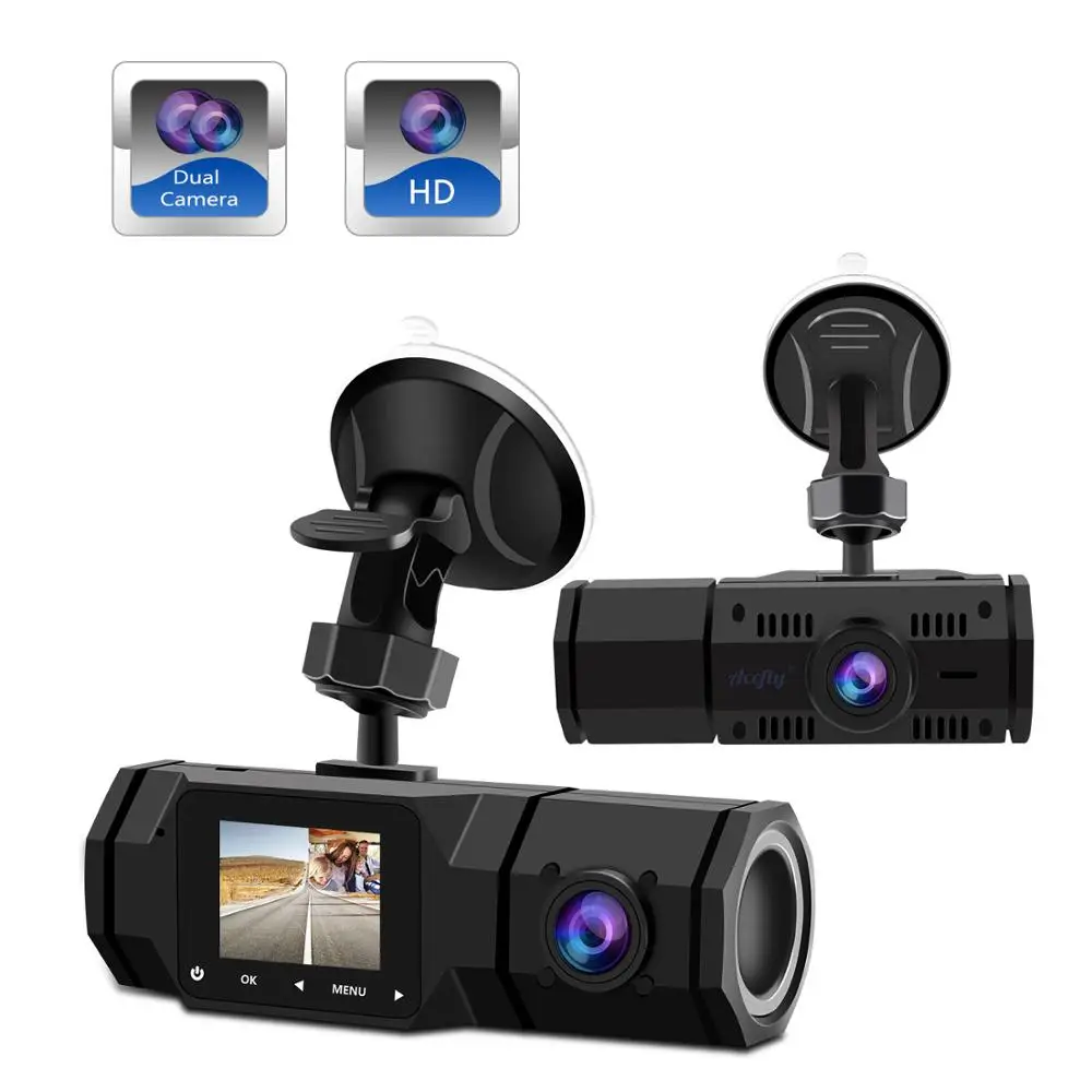 Accfly Dual Camera Car FHD 1080P Front and 720P Inside Cabin Car  Camera 1.5' LCD Display Car Camera Dvr
