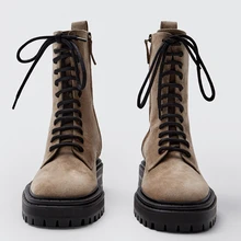 

Maxdutti England High Street Vintage Side Of Zipper Cowhide Ankle Boot Winter Boots Women Shoes Woman Botas Mujer Shoes Women