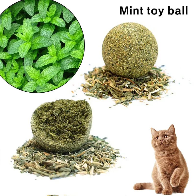 Кошачья мята Колокольчик желтый котёнок Кот игрушка мяч натуральный мята мяч 24 месяца Pet Molars кошка чистый рот