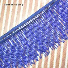 5 ярдов синий 9 см бисерная бахрома обрезанная лента швейная отделочная кисточка латинское платье вечерние платья аксессуары для одежды