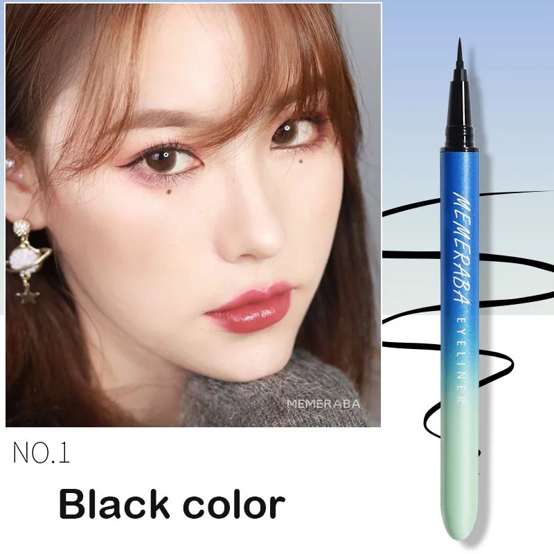 01 black MEMERABA макияж подводка для глаз черный кофейный цвет Китай макияж для женщин Мягкая головка черная жидкая Водостойкая Подводка для глаз BN202 - Цвет: 01 black