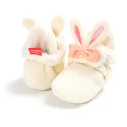 Нескользящая детская обувь для новорожденных девочек; детские зимние кроссовки с рисунком кролика для девочек; хлопковая обувь для первых