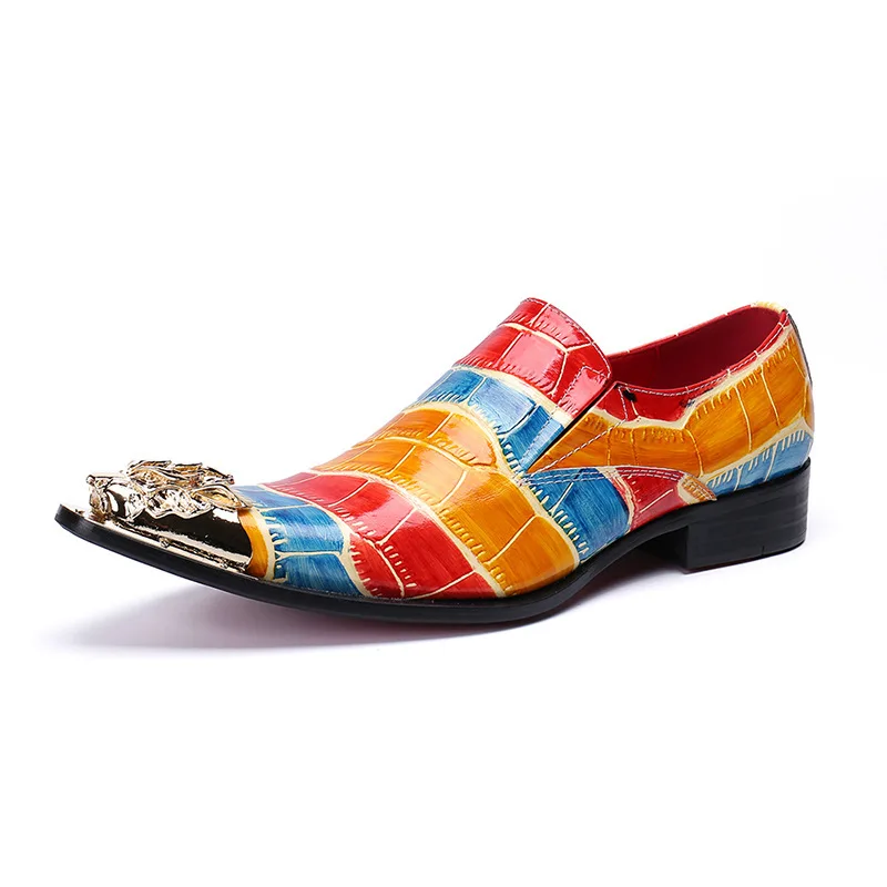 

Tenis Masculino Adulto Unique Cow Leather Japanese Style slip-on Pointed Metal Toe Loafers Men