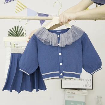 

Baby Girl Suit New Fashion Cute Knitted Sets Clothes 2020 New Little Girl Cute Cardigan Coat+skirt Suits Kids Christmas Clothes