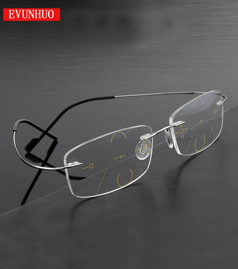 Смарт-очки EVUNHUO из титанового сплава, asymptotical, Мультифокальные, прогрессивные очки для чтения, не сферические линзы, очки для чтения