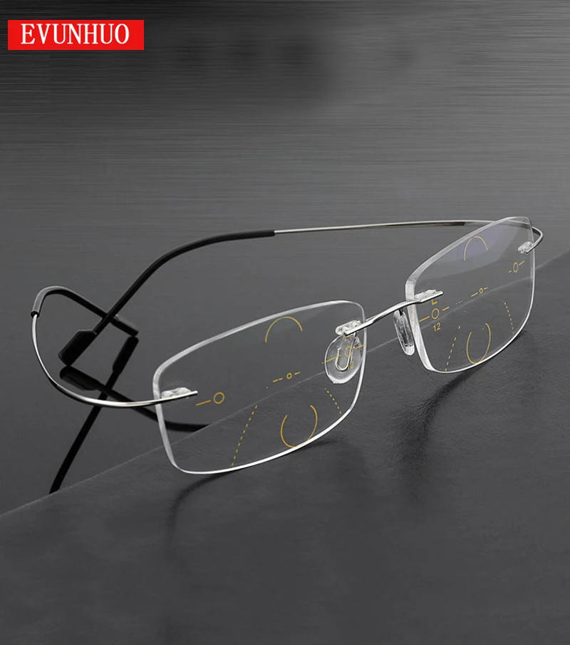 

EVUNHUO Titanium alloy Smart Zoom Asymptotically Multi-focal Progressive Reading Glasses Non spherical lenses reading glasses