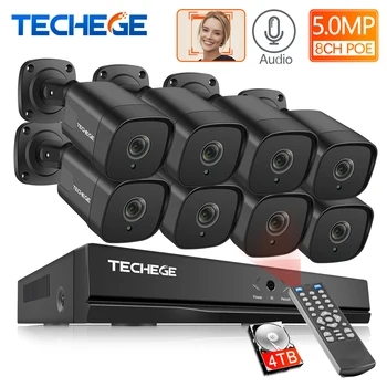 

Techege 8CH 5MP POE NVR Kit CCTV Security Camera System Face Detection IP Camera Outdoor Waterproof P2P Video Surveillance Kit