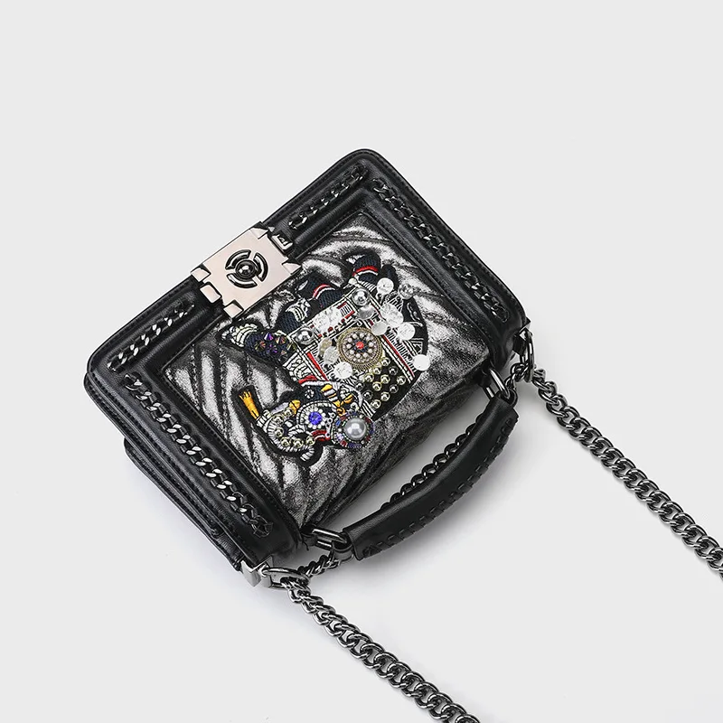 

2018 New Style Embroidered Elephant Small Sachet Place of Origin Ethnic-Style Lock Chain Shoulder Bag