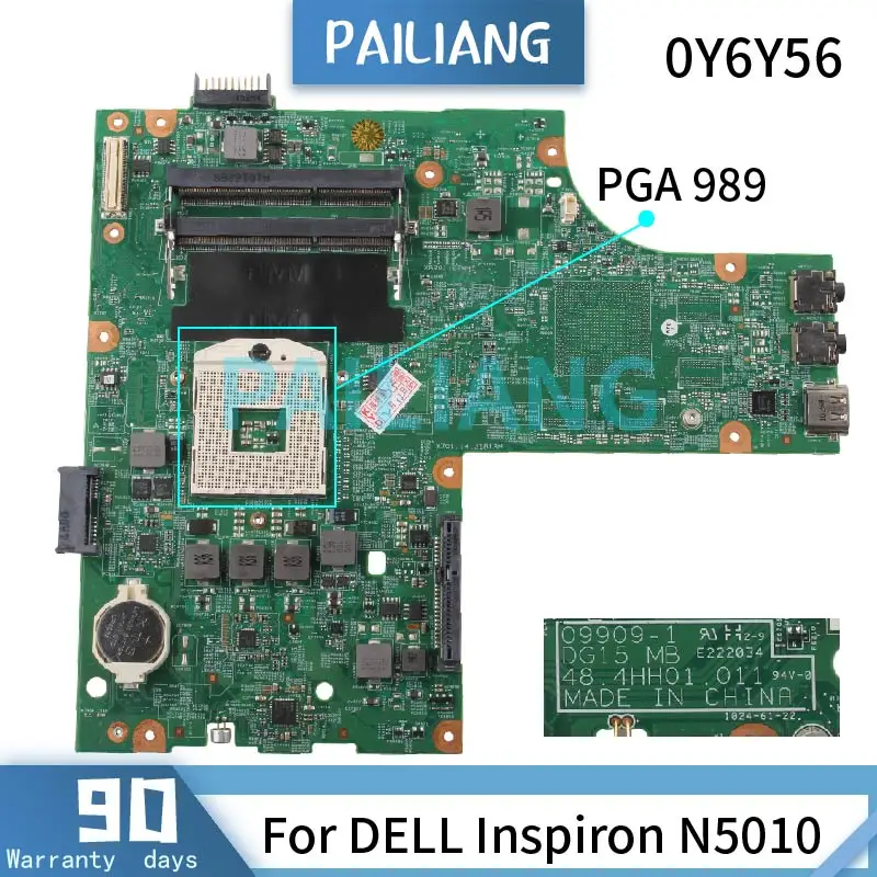 Placa-mãe para Computador Inspiron N5010 0y6y56 20041 Pga 09909 Hm55 Ddr3