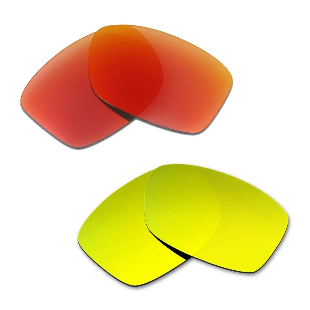 

HKUCO For Jupiter-Squared Sunglasses Replacement Polarized Lenses 2 Pairs - Red&Gold