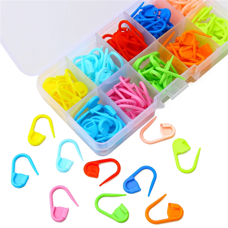 Description Picture 6 of itemMix Color Plastic Knitting Tools Locking Stitch Markers Ring Crochet Latch Knitting Tools Needles Clip Hook Set DIY Craft Sewing