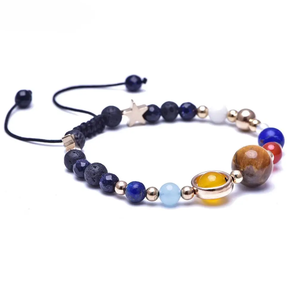 Universe Galaxy Eight Planets Bracelet Guardian Star Natural Solar System Energy Stone Beads 7 Chakra for Men or Women | Украшения и