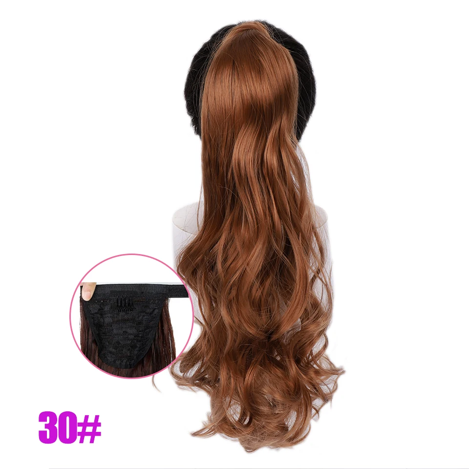 MEIFAN, длинные волнистые вьющиеся волосы на заколках для наращивания в конском хвосте, парик из высокотемпературного волокна, синтетический конский хвост для женщин, Cospl - Цвет: 30