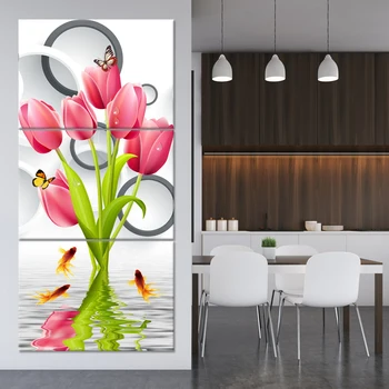 

Six Tulips Plant Flowers Butterfly Oil Painting Shop Front Home Decoration Hotel Hanging Decorative Painting Art