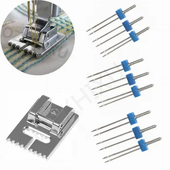 

13Pcs/Set Double Twin Needles Wrinkled Sewing Presser Foot for Sewing Machine Size 2/90 3/90 4/90 sewing accessories AA7385