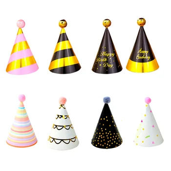 

4 pcs/lot Baby Kid Birthday Paper Hat Pink Blue Boy Girl Party Cap Festival Birthday Party Decoration Hat Prince Princess Crown