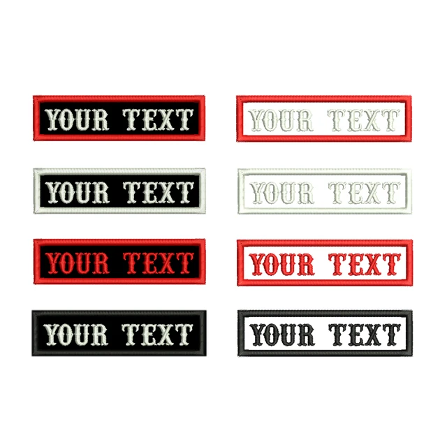 Shop Online: Buy Custom Name Text Embroidery Patch - Rectangular, 115MM Wide - Iron-On and Sew-On - Military Patches for Clothing, Biker Vest