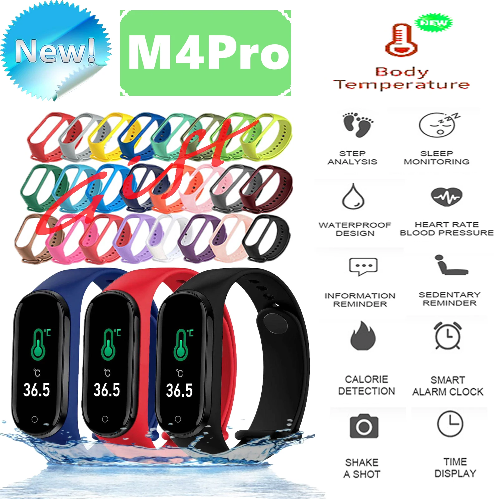 Новинка M4Pro умный спортивный браслет измеряемая температура тела семейный врач