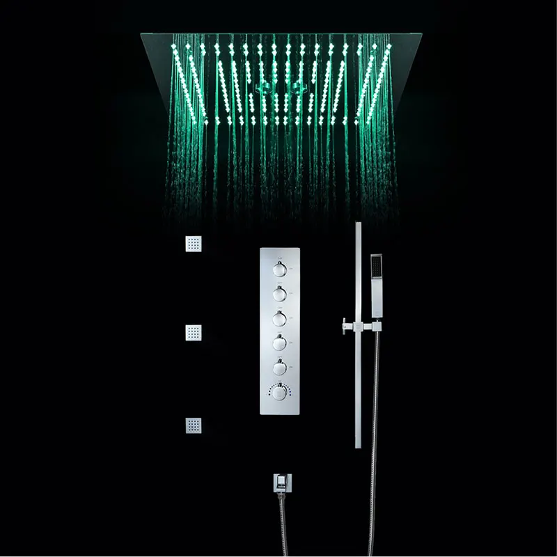 Shower Set Смеситель для душа для ванной комнаты, аксессуары, 16 дюймов, Душевая насадка, Потолочный Душ с дождевой насадкой, туманная, маленькая дождевая душевая панель, термостатическая - Цвет: Shower Set