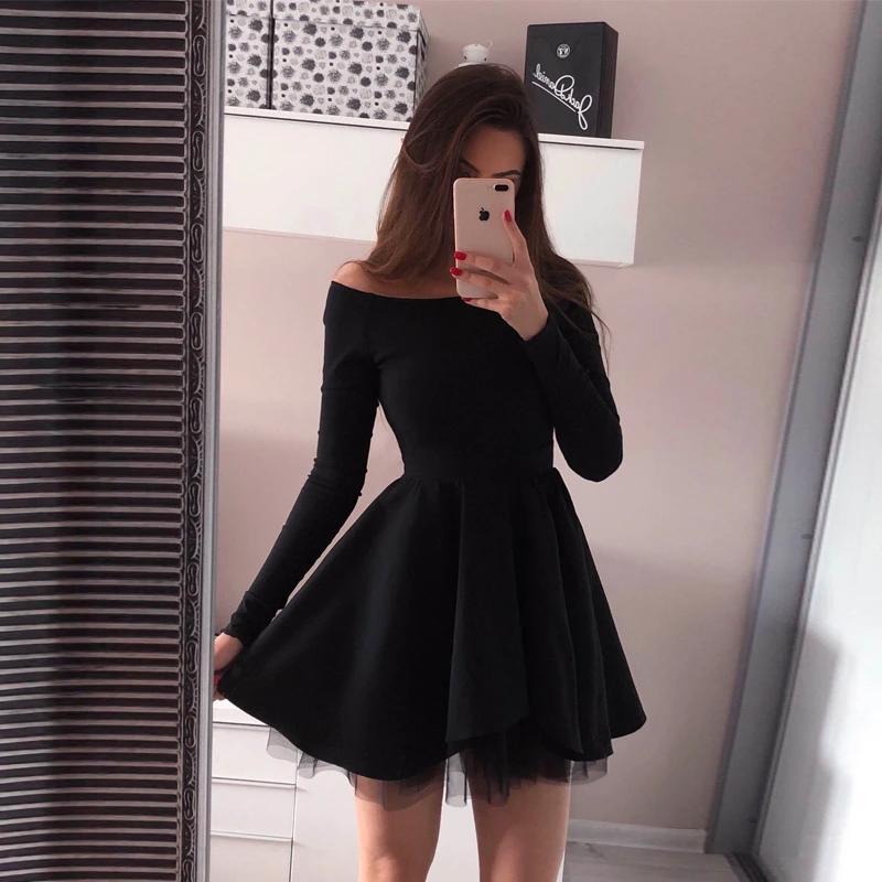  Black Long Sleeve Evening Dresses