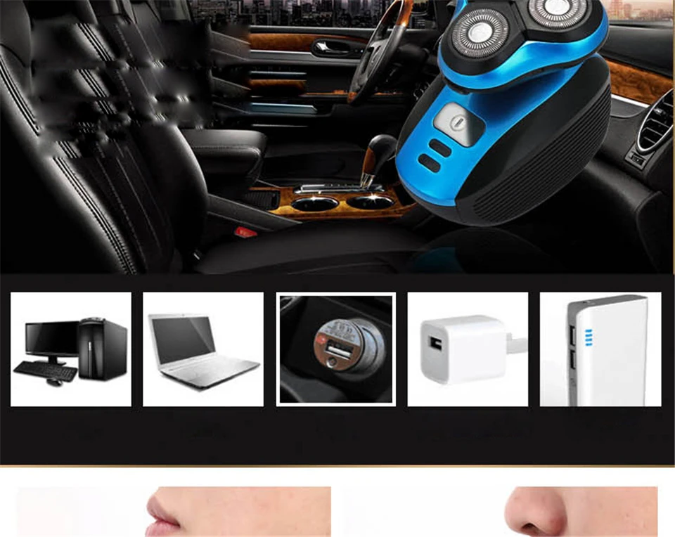 4 в 1 USB перезаряжаемая электробритва, бритва с пятью плавающими головками, машинка для стрижки волос, триммер для волос в носу и ушах, Мужская щетка для чистки лица