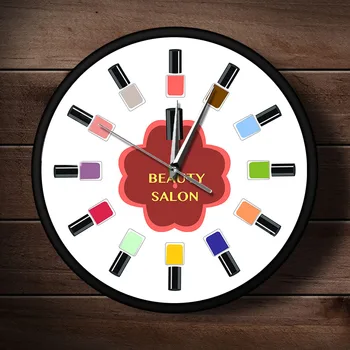 

Beauty Nail Shop Wall Hanging Clock Creative Metal Clock Wall Clock Ornament Boutique Decorative Nail Polish Clock