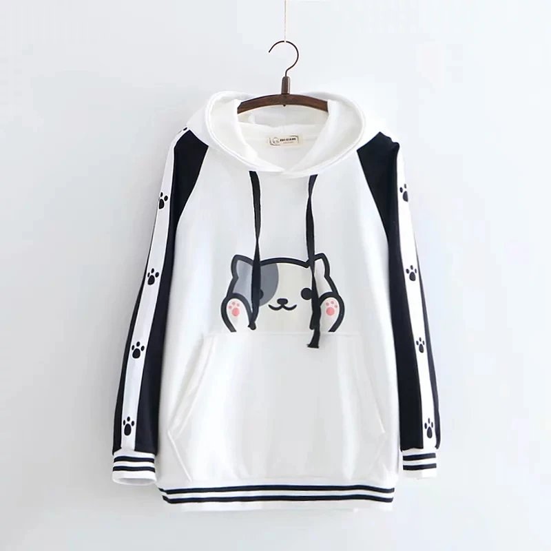 Готическая Толстовка Harajuku Kawaii японский пуловер с милыми кошачьими ушками