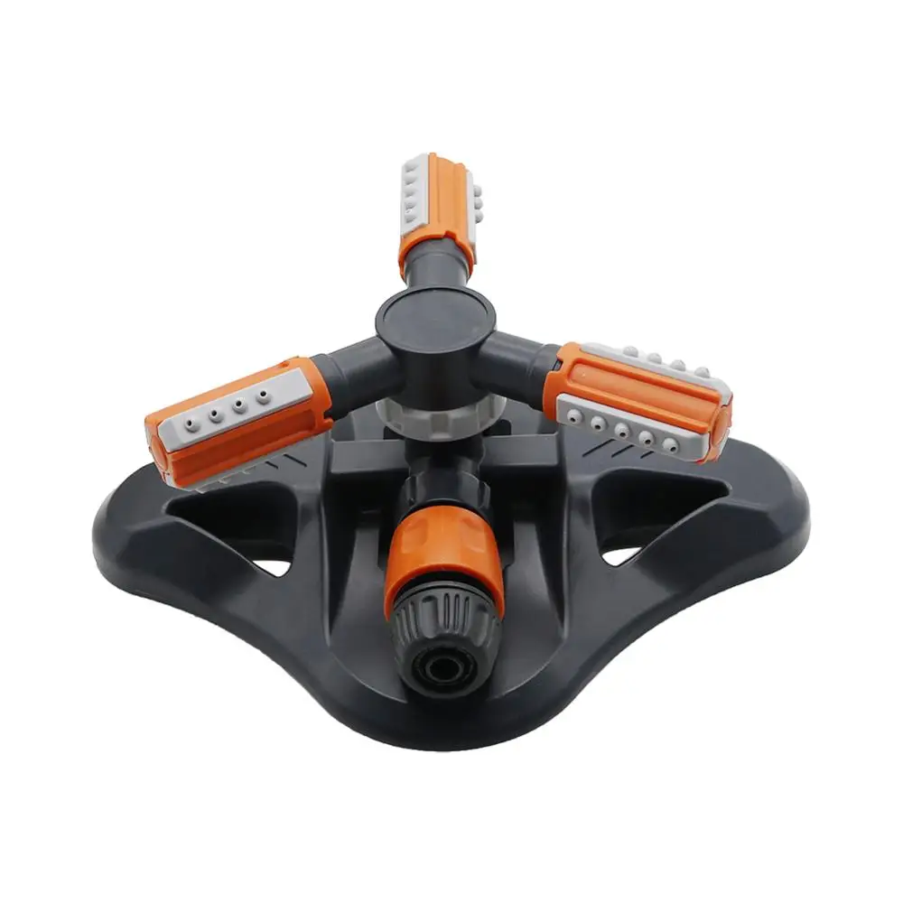 Orange with Black Регулируемый 3 рукы, 360 градусов вращающийся разбрызгиватель Садоводство газонной травы автоматическая система орошения вращающийся насадки для полива - Цвет: Orange with Black