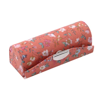 

1pc New Fashion Lipstick Retro Case Embroidery Flower Pattern With Mirror Packaging Lips Jewelry Packaging Storage Box