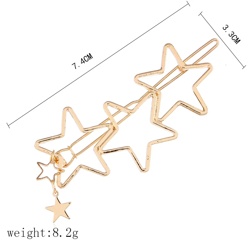 Металлическая полая пентаграмма шпильки для женщин девушек Модные Простые пятиконечные звезды зажим для волос сердце аксессуары для декора волос