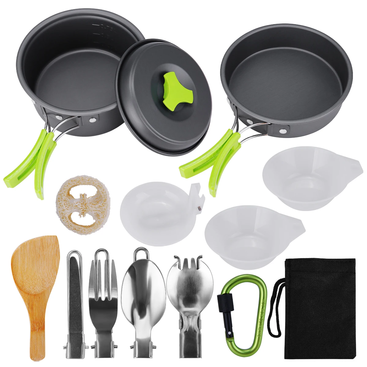 

Camping Pan Camping Cookware 15Pcs Backpacking Gear Hiking Outdoors Non Stick Cookware Lightweight Compact Durable Pot Pan Bowls