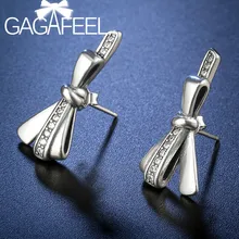 GAGFEEL S925 Стерлинговое Серебро, украшенные бабочкой, серьги-гвоздики для женщин, модные серьги из розового золота с милыми кристаллами, ювелирные изделия, серьги из бижутерии