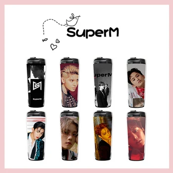 

Kpop SuperM First Mini Album Water Cup SuperM BAEKHYUN KAI TAEYONG TAEMIN TEN Curve Cup Double Layer Plastic Cup Fans Collection