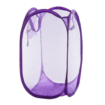 

Practical Pop Up Washing Clothes Laundry Basket Solid Color Mesh Dirty Clothes Storage Basket Bag