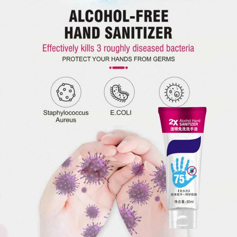 

80ML Instant Hand Sanitizer Portable Gel Liquid Antibacterial Disinfection Disposable Hand Soaps Skin Care M