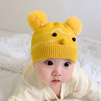 

Baby Hat Winter Cute Baby Beanies Pom Pom Children Hat Knitted Cap For Girls Boys Casual Solid Color Hat