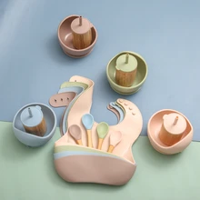 

Children's Tableware Suction Cup Plate Baby Dishes Silicone Feeding Set Kids Bibs Child Bottle Spoon Dispensing Drinking Bowl