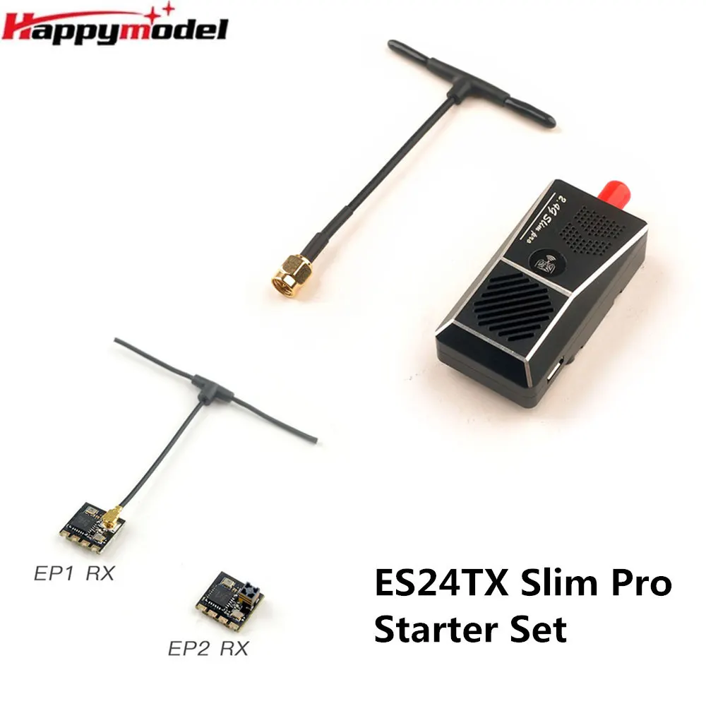 

HappyModel 2.4G ExpressLRS ELRS Starter Set ES24TX Slim Pro 2.4G Nano TX with 3PCS 2.4G EP1 EP2 RX for FPV Long Range RC Drones