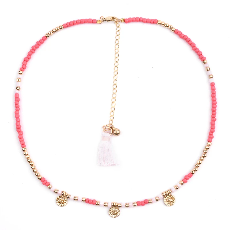 Boho модное женское короткое ожерелье колье ожерелье s маленькая акриловая подвеска из золотых монет на заказ ожерелье женский аксессуар NKS227
