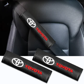 

2pc Carbon Fiber Car Seat Belt Cover Shoulder Pad Shoulder Strap For Toyota Corolla Yaris Rav4 Avensis Auris Camry C-hr 86 Prius