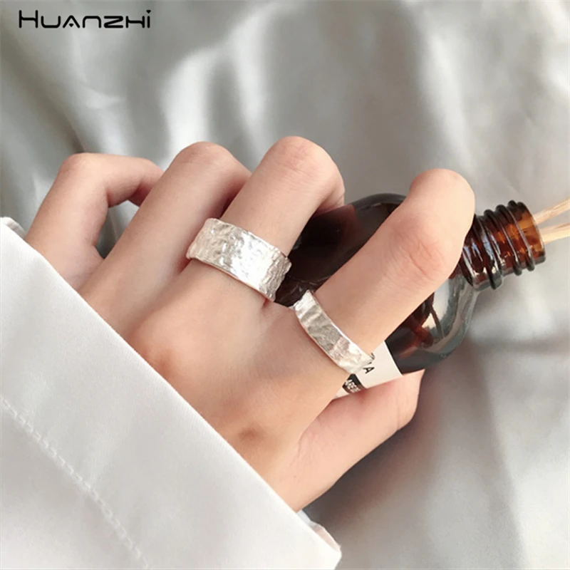 HUANZHI 2020 New Design Irregular Geometric Minimalist Silver Color Plated Rings Elegant Jewelry for Women Men Couple Gifts | Украшения и