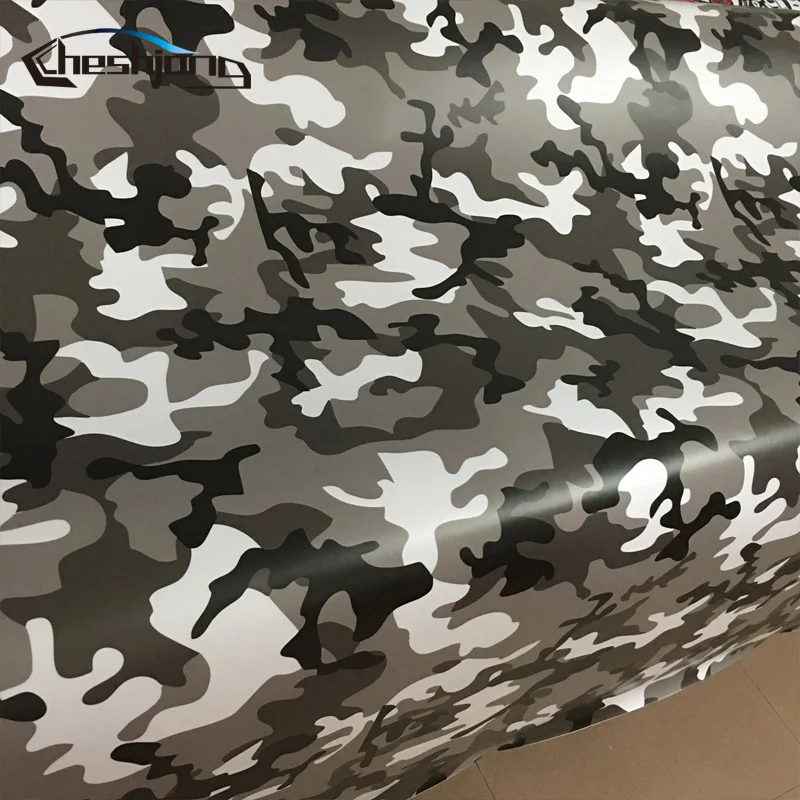 Cheshjon Arctic Camouflage виниловая клейкая черная белая серая камуфляжная пленка Военная мотоциклетная наклейка со скутером наклейка для изменения цвета