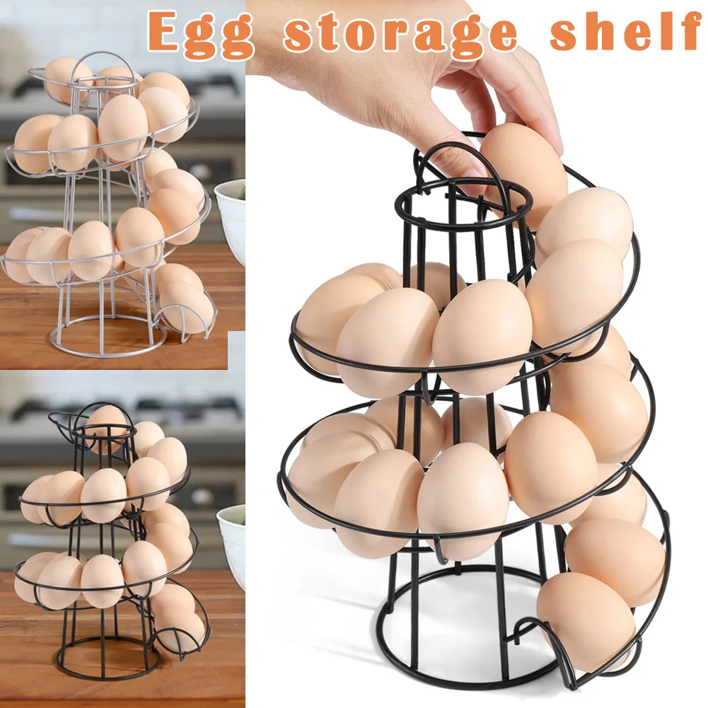 

Egg Holder Stand Modern Spiraling Dispenser Storage Rack Save Space for Kitchen LBShipping